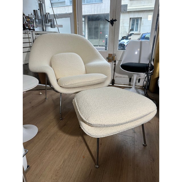 Textile Set of Womb Chair and Ottoman by Eero Saarinen for Knoll International, 2010s For Sale - Image 7 of 15