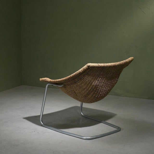 Tubular Cantilever Lounge Chair with Sisal Webbing, Netherlands For Sale - Image 4 of 12