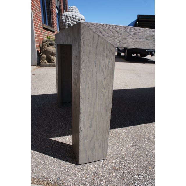 Restoration Hardware Parsons Style Machinto Rectangular Grey Oak Dining Table For Sale - Image 9 of 12