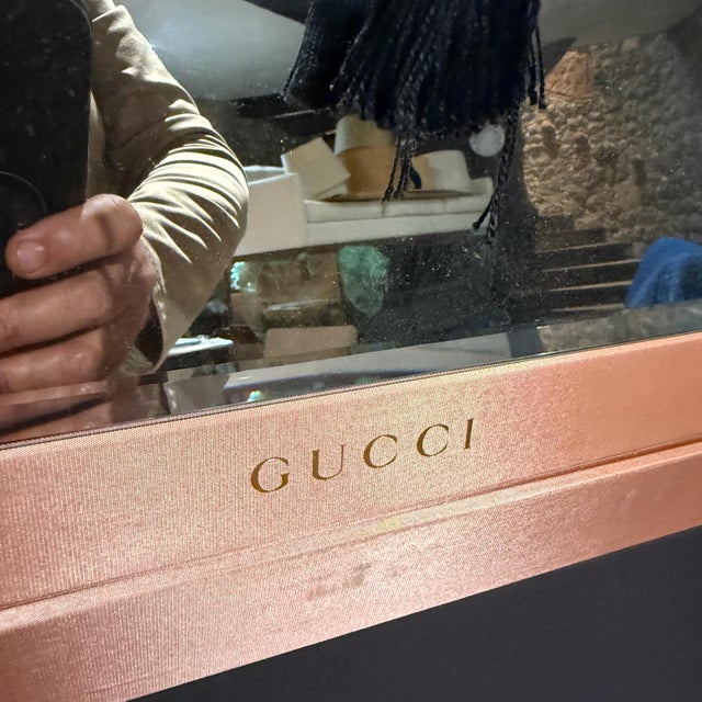 Vintage Gucci Makeup Lipstick Vault Beveled Mirror For Sale - Image 9 of 9