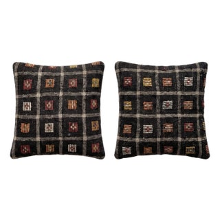 Anatolian Kilim Pillow Cover 19'' X 19'' - Set of Two For Sale