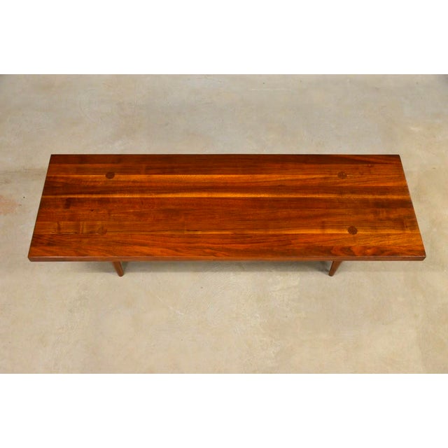 1960s Refinished Solid Walnut 59” Coffee Table For Sale - Image 4 of 7