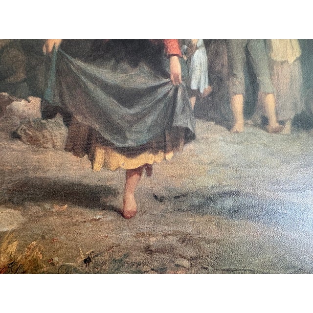 Rustic European 1980s National Gallery of Ireland Children Dancing at a Crossroad by Trevor Thomas Fowler Framed Reproduction For Sale - Image 3 of 6