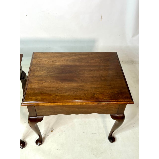 L. & J.G. Stickley, Inc. L.& J. G. Stickley Solid Cherry Queen Anne End Tables - a Pair For Sale - Image 4 of 10