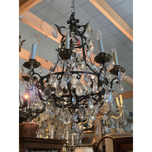 Antique Patinated Bronze Chandelier For Sale - Image 14 of 16