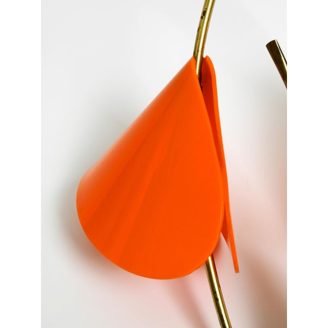 Large Italian Mid-Century Modern Brass Wall Lamp with Orange Acrylic Glass Shades, 1950s For Sale - Image 14 of 18