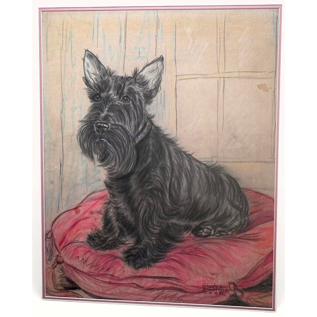A newly framed original pastel portrait of a Scottish Terrier by Gladys Emerson Cook (1899-1976), one of the United...