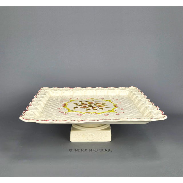 Vintage Italian Porcelain Cake Pastry Display Pedestal Stand This beautiful cake stand was crafted in Italy and is fully...