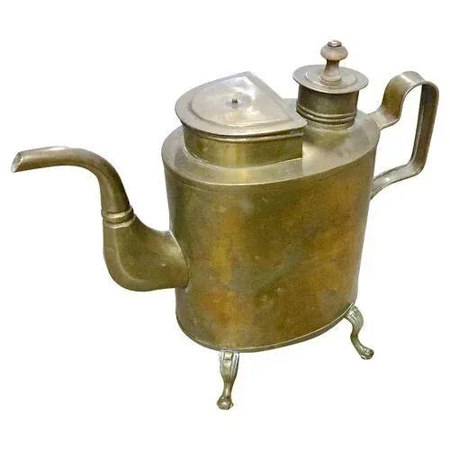 English Antique Brass Double Lid Kettle For Sale - Image 3 of 7