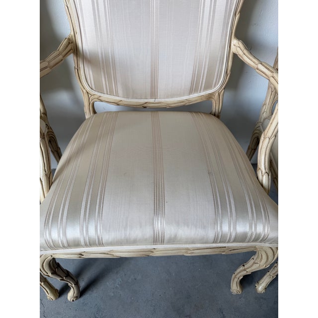 Vintage Century Furniture Serge Roche Style Faux Bois Palm Frond Arm Dining Chairs – Set of 4 For Sale - Image 11 of 12