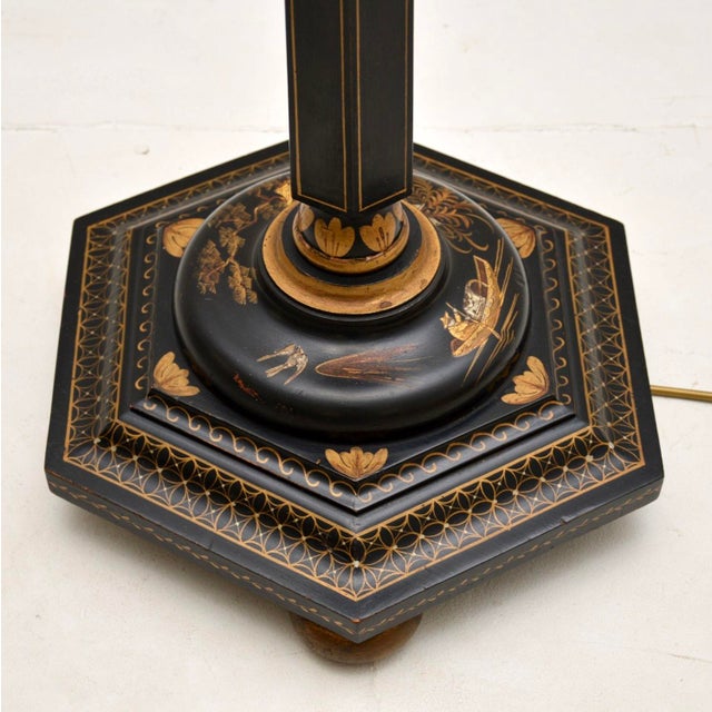 Black Chinese Lacquered Floor Lamp, 1920s For Sale - Image 8 of 11