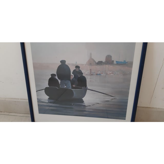 Original lithograph by Jean le Rohellec, Scene of life in Brittany, framed under glass, dimensions: 42 cm x 39 cm, image...