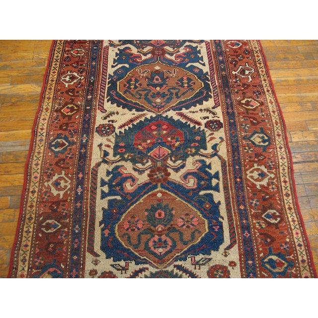 Handwoven antique NW Persian carpet. Woven, circa 1900. Gallery/runner size: 4'0" x 10' Antique N.W. Persian Hallway...