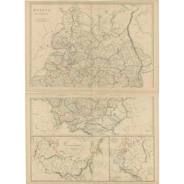 Set of 2 Antique Maps of Russia in Europe by W. G. Blackie, 1859, Set of 2 For Sale