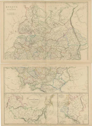 Set of 2 Antique Maps of Russia in Europe by W. G. Blackie, 1859, Set of 2