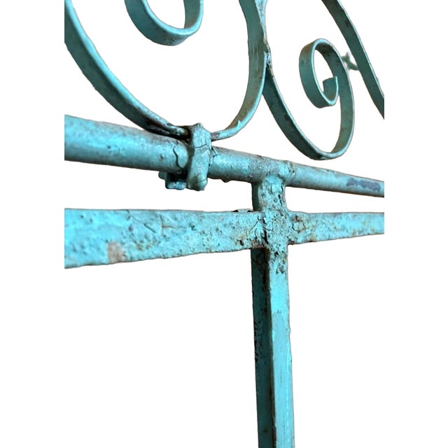Antique Iron Mercantile Hanging Sign Frame in Turquoise For Sale - Image 10 of 18