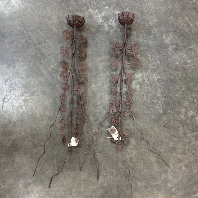 Mid-Century Modern Pair of Mid 20th Century Sculptural Wall Candlesticks For Sale - Image 3 of 12