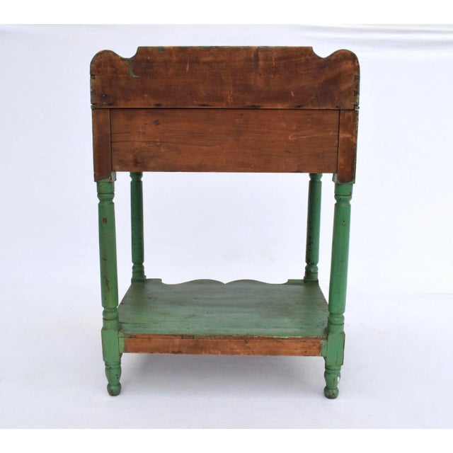 Antique Two Tier Wash Stand, Dovetail Joinery, Original Green Paint For Sale - Image 11 of 15