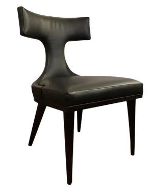 Global Views Modern Black Leather Anvil Back Side Chair