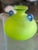 Signed Franco Moretti Scavo Glass Vase by Murano Acid-Green with vibrant blue detailing Vintage