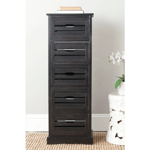 Modern 5 Drawer Cabinet in Distressed Black For Sale - Image 3 of 4