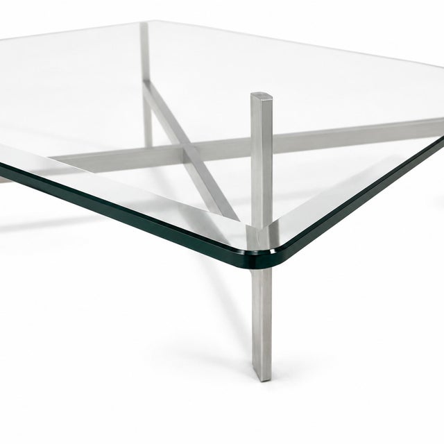 Vintage Aluminum & Glass Coffee Table For Sale - Image 4 of 6