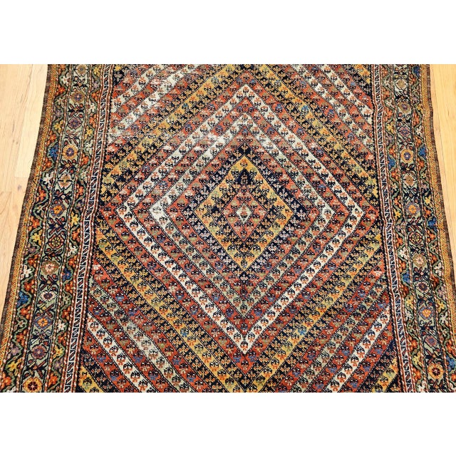 Textile Antique Persian Senneh Area Rug, Hand-Knotted Wool, Hashtrang Allover Paisley Pattern, Red, Navy & Multicolor, 4x6 For Sale - Image 7 of 13