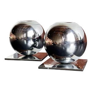 Vintage 1920's Chase Art Deco Chrome Sphere Candle Stick Holders - a Pair