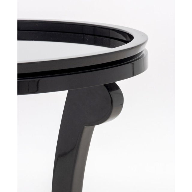 Contemporary Mirrored Black Lacquered Side Tables For Sale - Image 4 of 7