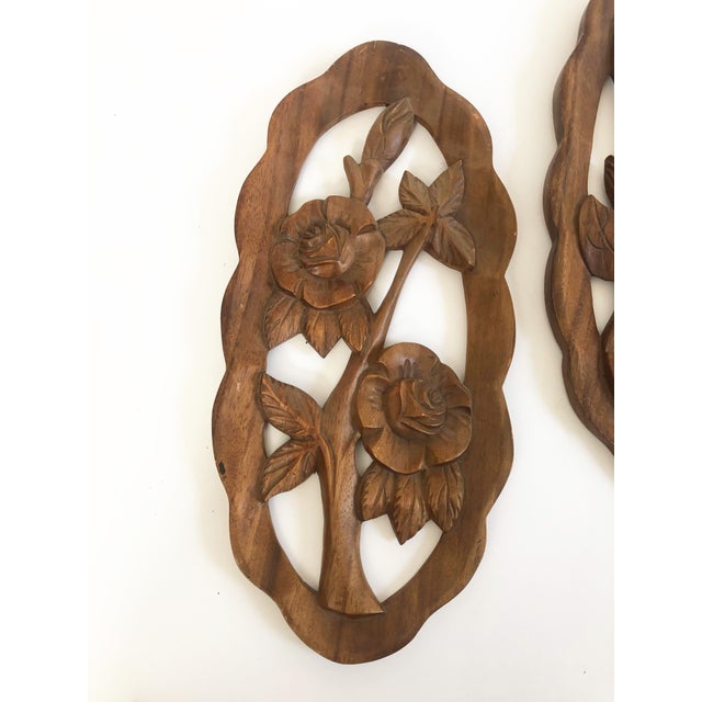 Vintage Carved Wood Oval Wall Hangings Set of 2 Chairish
