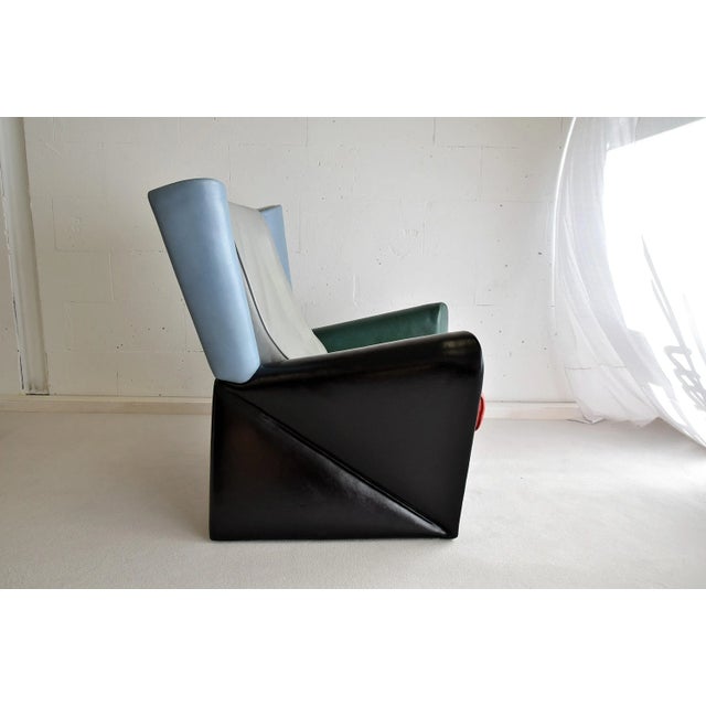 Matteo Grassi Set of Vintage Armchair and Ottoman by Alessandro Mendini for Matteo Grassi, 1986 For Sale - Image 4 of 11