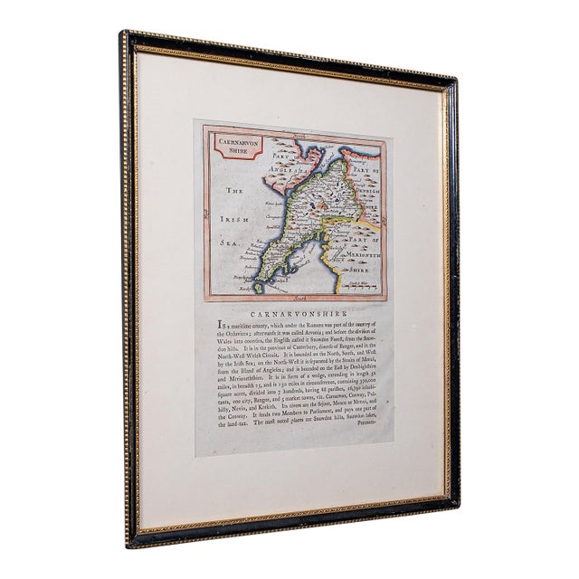 Antique Dual Sided Carnarvonshire Map, Atlas Excerpt, North Wales, Cartography For Sale