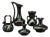 Large Vintage Belgian Glazed Ceramic, 1930s, Set of 5 For Sale