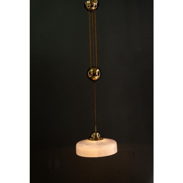 Art Deco Adjustable Pendant with Glass Shade, Vienna, Austria, 1920s For Sale - Image 18 of 18