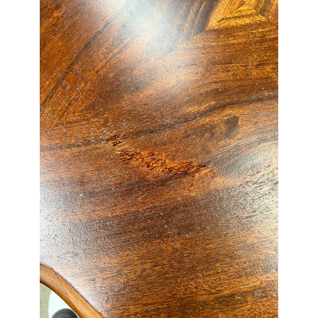 Antique Burl Walnut Wood Scalloped Edge Pedestal Table For Sale - Image 12 of 12