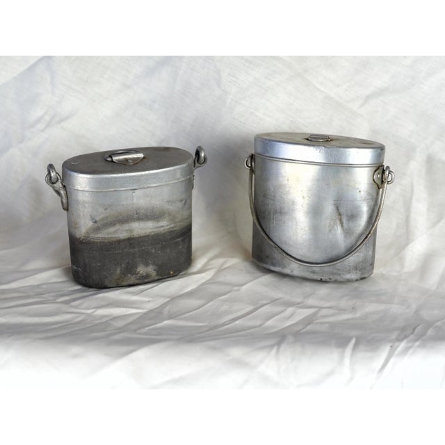 French 1940s French Military WWII Aluminium Mess Kits - Set of 2 For Sale - Image 3 of 12