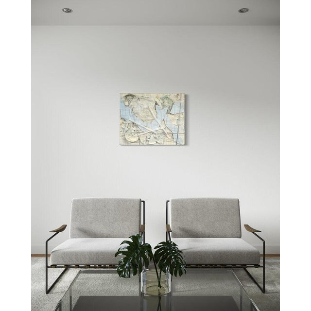 Terese Garcia "Whirl in Four" Oil and Mixed Media on Wood, Abstract Relief in Ice Blue and Cream, Carmel California Art, Original 20 X 16 Inches, 2018 For Sale - Image 4 of 5