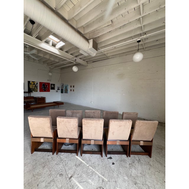 Danish modern vintage dining chairs in the style of Adrian Pearsall. This set of 10 dining chairs (including 2 arm chairs)...