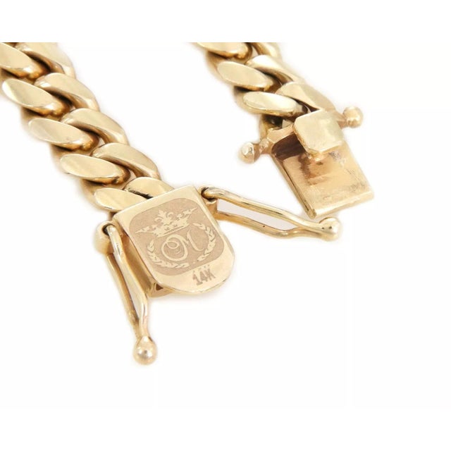 1990s Men's 14k & 13k Yellow Gold 9.5mm Wide Curb Link Chain 24.5" L - 174.2 gr! For Sale - Image 5 of 5