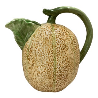 1980s Cantaloupe Design Ceramic Pitcher For Sale