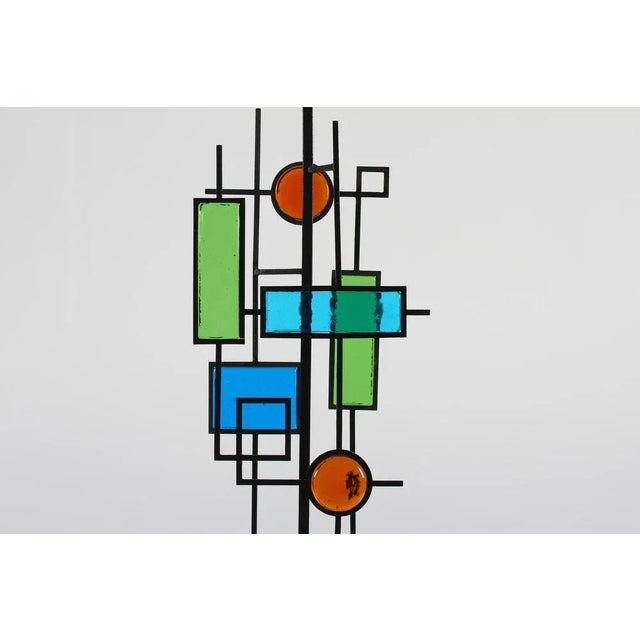 Mid-Century Modern Tall Danish Iron Frame and Glass Mosaic Table Lamp by Svend Aage Holm Sørensen, 1970s For Sale - Image 3 of 10