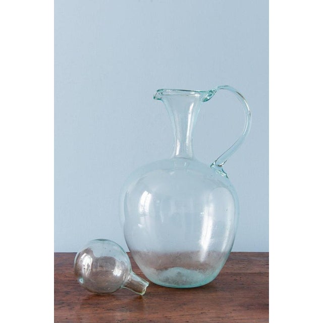 19th Century 19th Century Spanish Teal Blown Glass Carafe with Stopper For Sale - Image 5 of 11