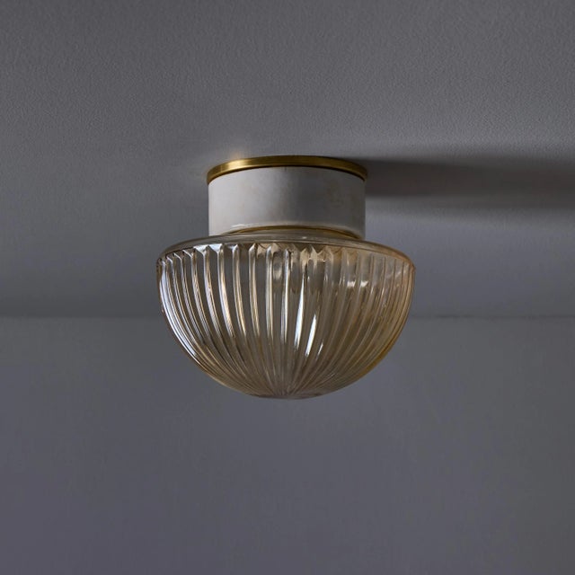 Helena Tynell 1960s Swedish Modern Pressed Glass & Porcelain Wall or Ceiling Lamp For Sale - Image 4 of 13