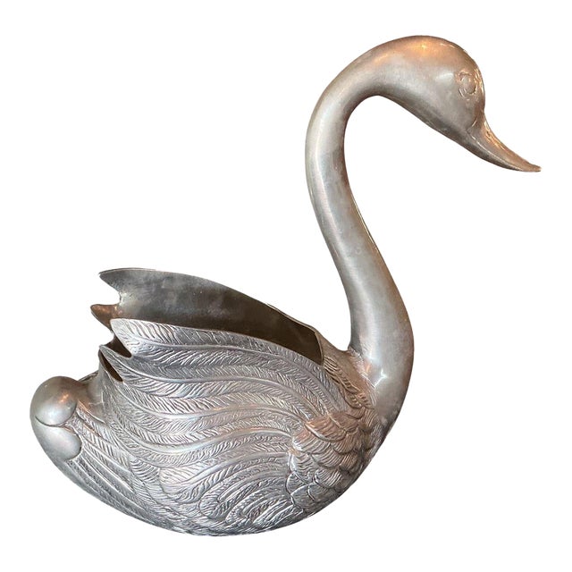 1950s Pewter Swan Jardiniere For Sale