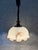 Italian pendant lamp from the 1970s featuring a scalloped opaline glass shade with floral motif. The lamp has an...