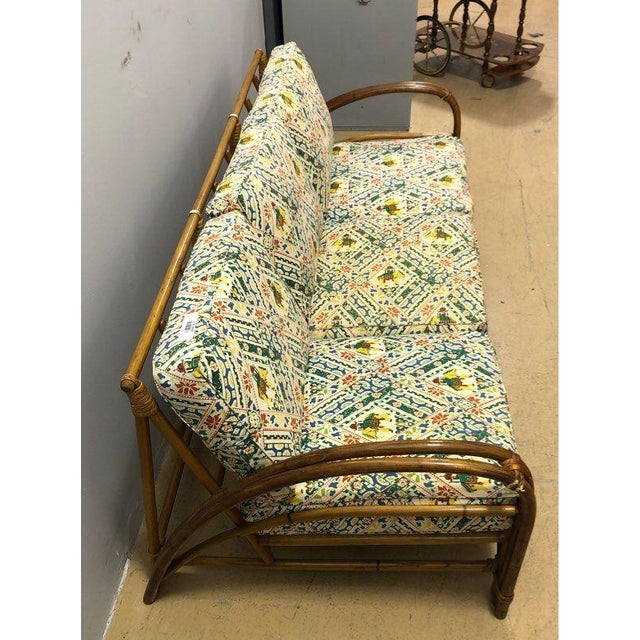 Late 20th Century Heywood Wakefield Bamboo Rattan Outdoor Sofa with