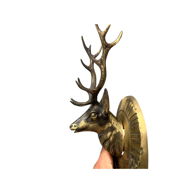 Brass Brass Deer Wall Hook – Rustic Animal Head Hanger For Sale - Image 8 of 9