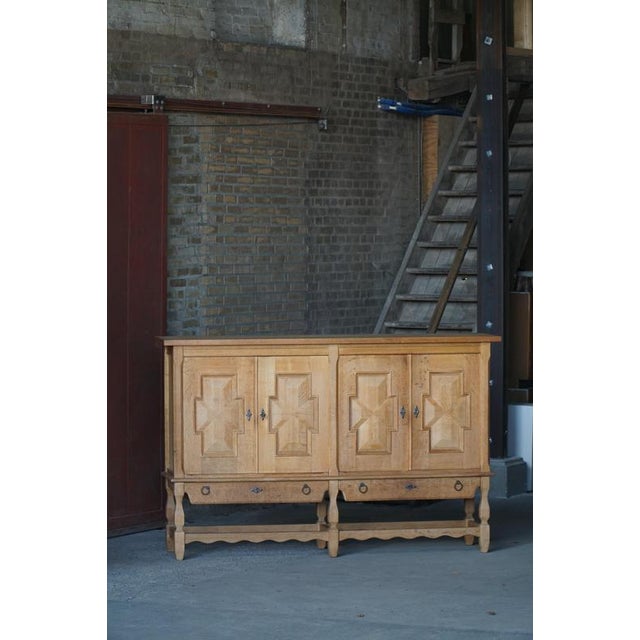 Mid-Century Danish Oak Sideboard attributed to Henning Kjærnulf for Nyrup Furniture Factory, 1950s For Sale - Image 3 of 18