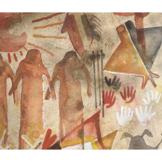 Late 20th Century "Pictographs and Symbols" Acrylic Painting by Charles Stewart, Framed For Sale - Image 4 of 8