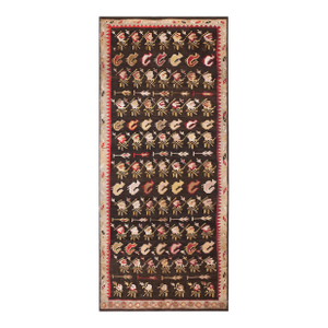 Exceptional Black Color With Geometric Design Antique European Besserabian Flat-Weave Dated 1871